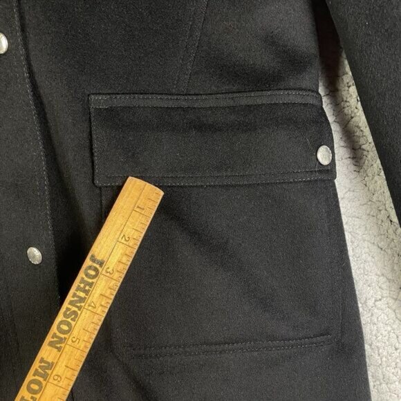 Michael Kors Black Hooded Wool Coat Women's Size 6 Mid Length Overcoat Lining * - Picture 4 of 16